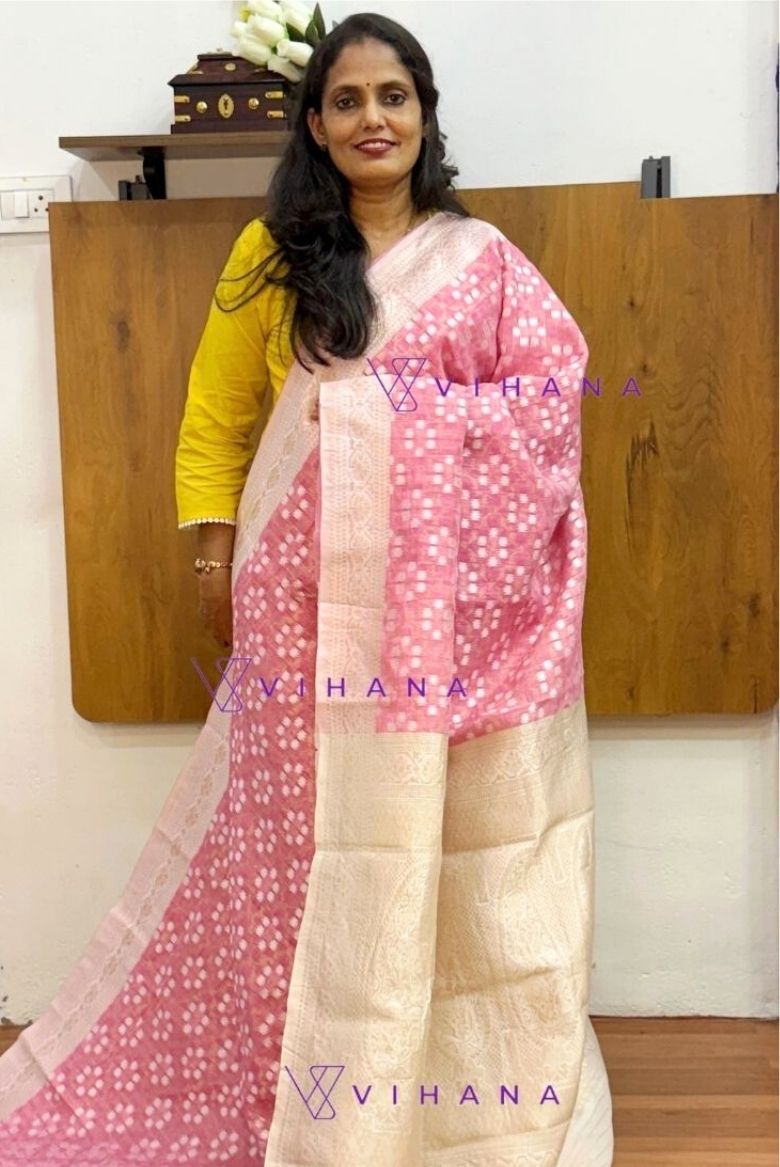 Dusty Pink Cotton Linen Saree