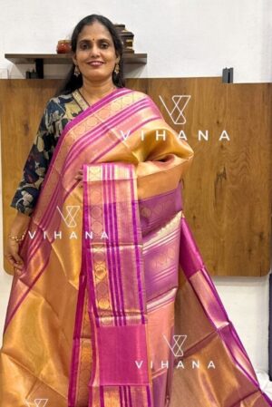 Golden-Yellow Kanjivaram Silk Saree