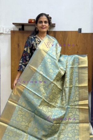 Blue Kanjivaram Tissue Silk Saree