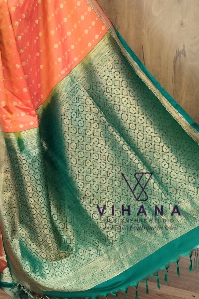 Orange Kanjivaram Silk Saree - Image 5
