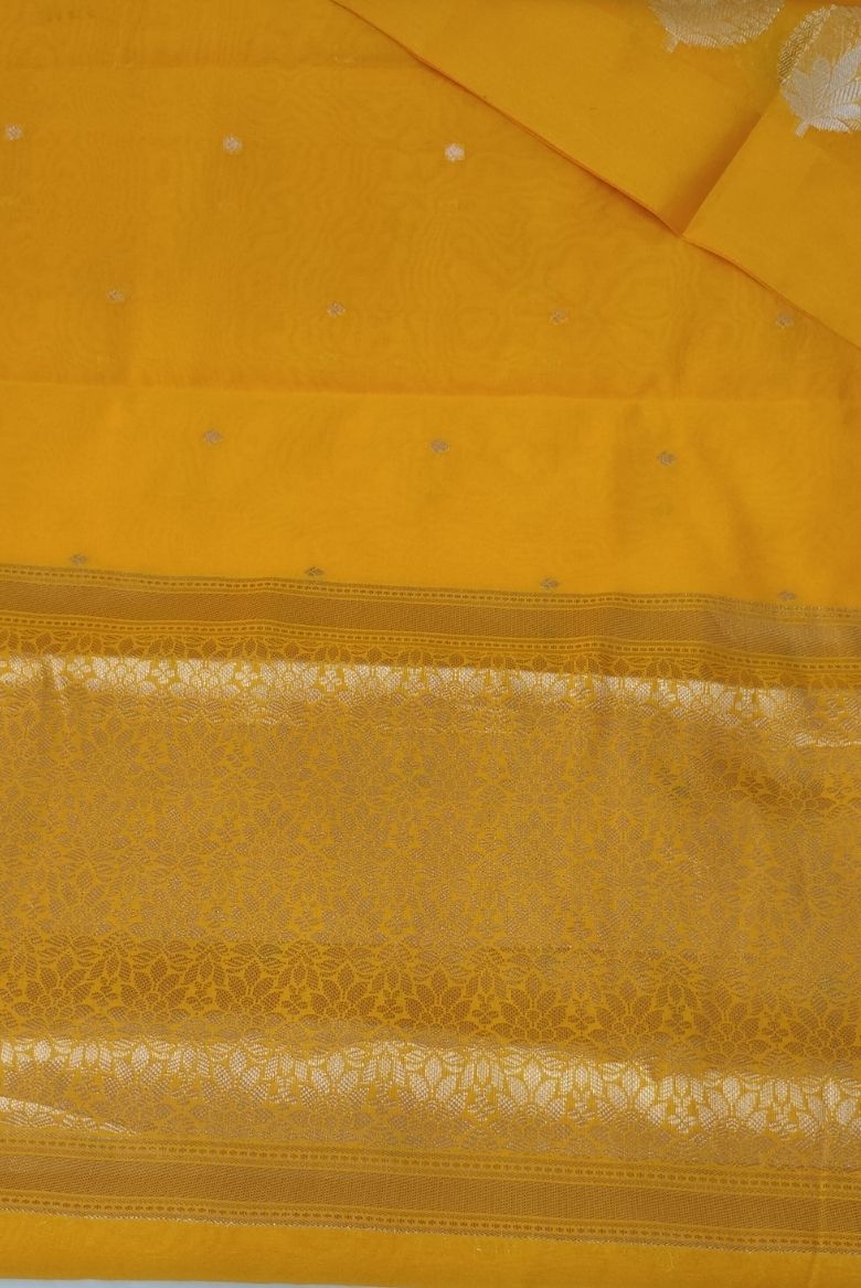 Yellow Banarasi Katan Silk Saree - Image 5