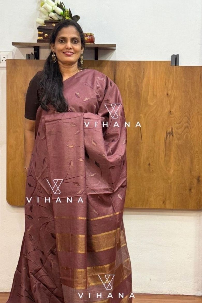 Wine Kota Munga Silk Embroidery