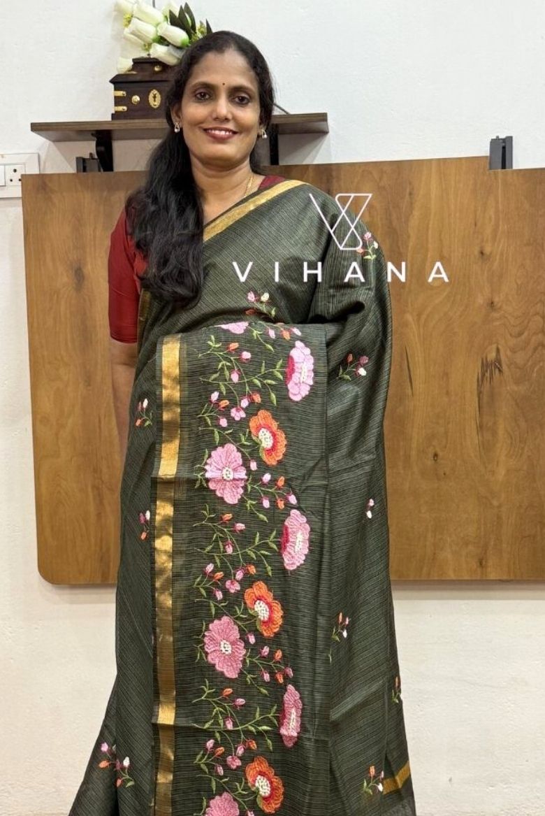 Green Kota Doriya Organza silk Saree