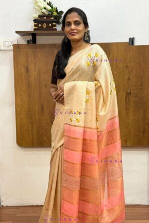 Beige Kota Munga Silk Saree