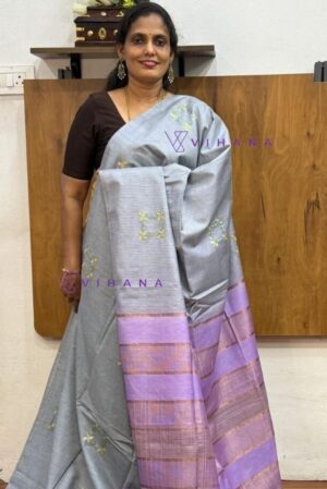 Grey Kota Munga Silk Saree
