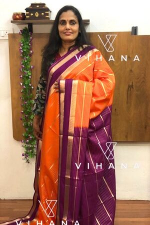Orange Semi Mysore Silk Saree