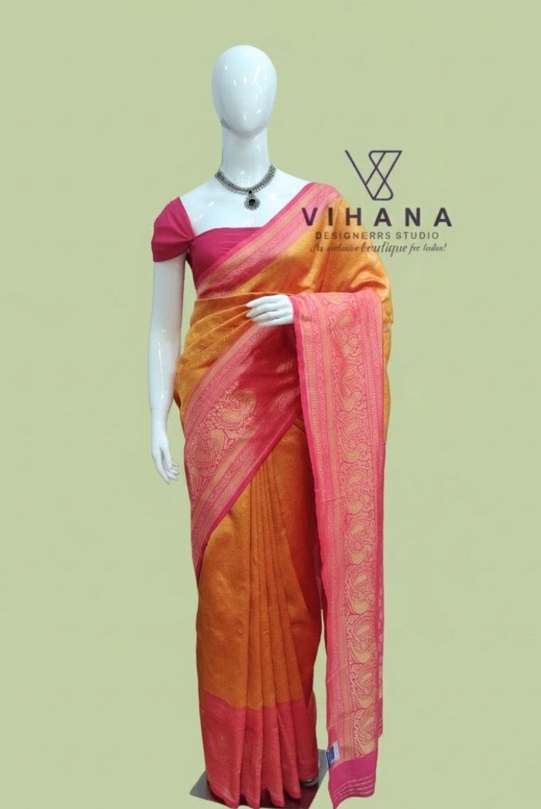 Yellow Soft Semi Silk Saree - Image 6