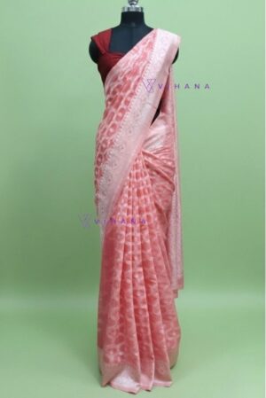 Peach Spun Cotton Saree