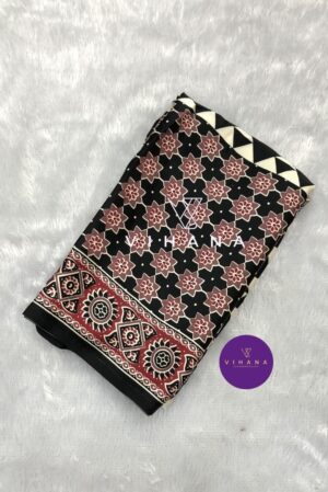 Black Ajrakh Printed Premium Modal Silk Saree