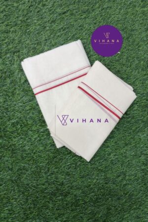 Puliyilakara Set Mundu with Thin Red Kara