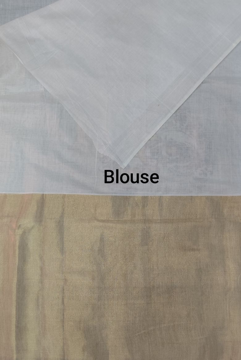 Kerala Cotton Set Saree with Lord Krishna Mural Print - Image 4