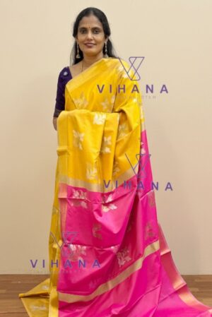Yellow Banarasi Katan Silk Saree