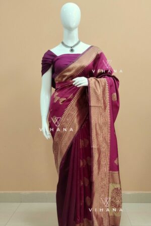 Rich Magenta Semi Banarasi Silk Saree