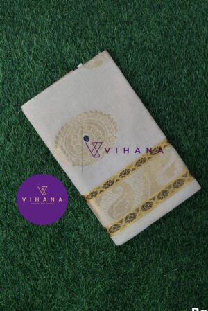 Premium Tissue Set saree with Golden Zari Borders and Paisley Motifs