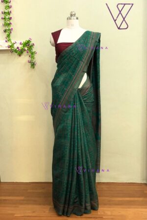 Peacock Green Cotton Silk Blend Saree