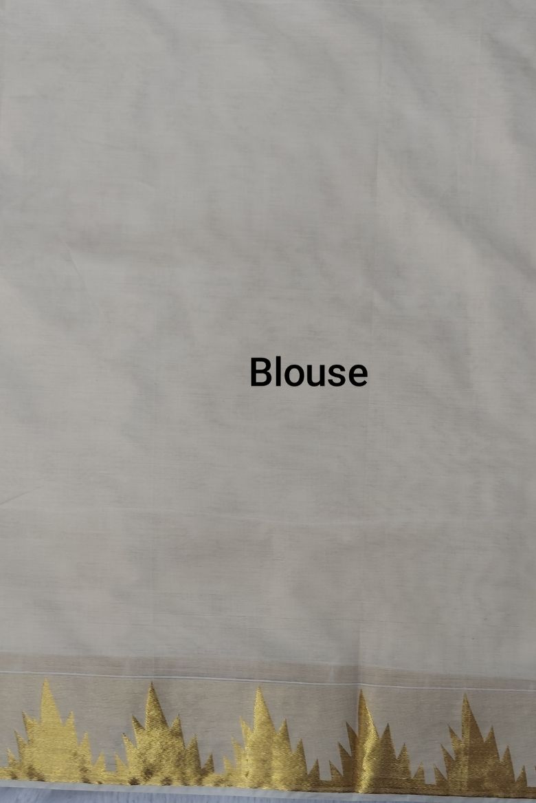 Premium Cotton Set Saree with Jacquard Temple Border - Image 5