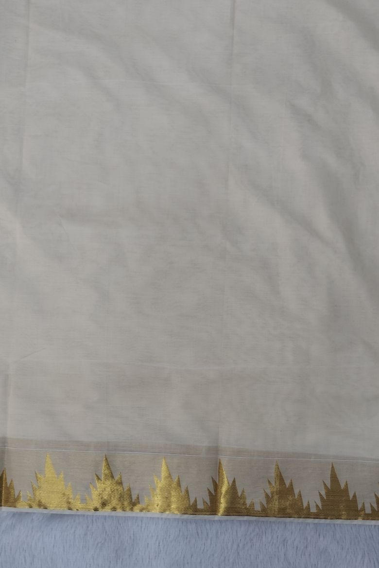 Premium Cotton Set Saree with Jacquard Temple Border - Image 2