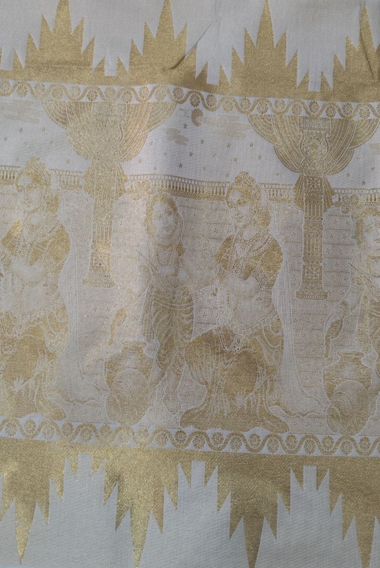 Premium Cotton Set Saree with Jacquard Temple Border - Image 4