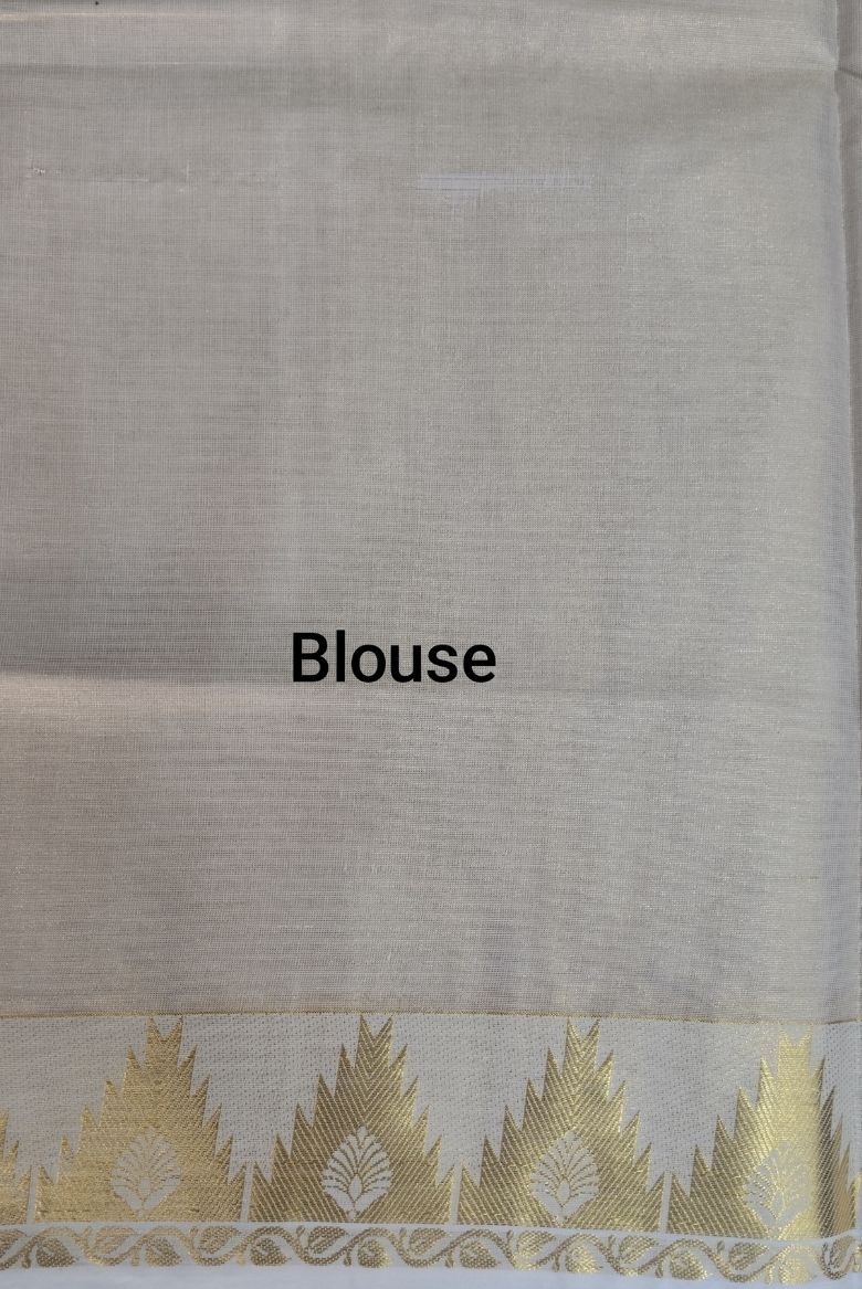 Premium Tissue Set Saree with Temple Border - Image 5