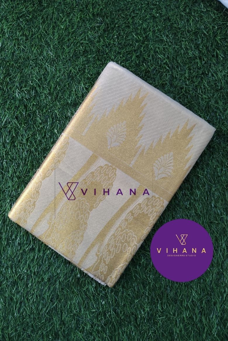 Premium Tissue Set Saree with Temple Border