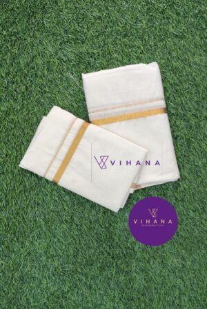 Kerala Cotton Set Mundu with Golden Border